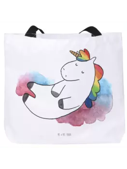 Сумка-шоппер Mr & Mrs Panda Einhorn Wolke 7 ohne Spruch, белый