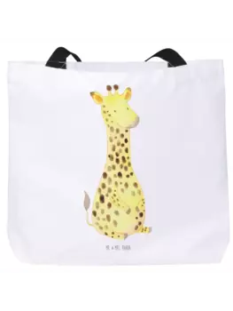 Сумка-шоппер Mr & Mrs Panda Giraffe Zufrieden ohne Spruch, белый
