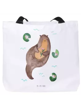Сумка-шоппер Mr & Mrs Panda Otter Seerose ohne Spruch, белый
