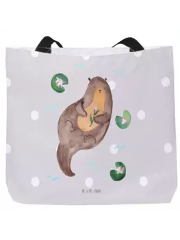 Сумка-шоппер Mr & Mrs Panda Otter Seerose ohne Spruch, пастельно-серый