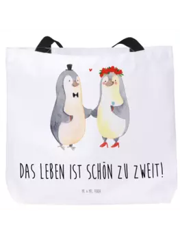 Сумка-шоппер Mr & Mrs Panda Pinguin Heirat, белый