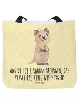 Сумка-шоппер Mr & Mrs Panda Quokka Happy, пастельно-желтый