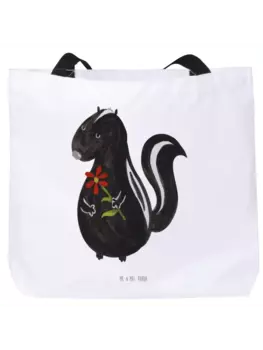 Сумка-шоппер Mr & Mrs Panda Stinktier Blume ohne Spruch, белый