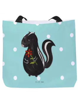 Сумка-шоппер Mr & Mrs Panda Stinktier Blume ohne Spruch, цвет trkis pastell