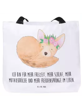 Сумка-шоппер Mr & Mrs Panda Wstenfuchs Blumen, белый