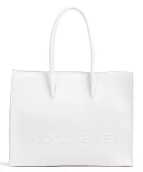 Сумка-шоппер Myrtha Maxi Logo из зерненой кожи Coccinelle, белый