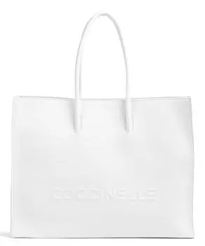 Сумка-шоппер Myrtha Maxi Logo из зернистой яловой кожи Coccinelle, белый