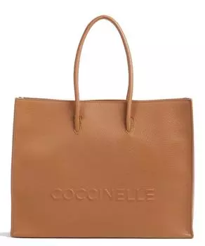 Сумка-шоппер Myrtha Maxi Logo из зернистой яловой кожи Coccinelle, коричневый