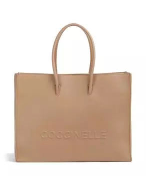 Сумка-Шоппер Myrtha maxi с логотипом из зернистой коровьей кожи Coccinelle, коричневый