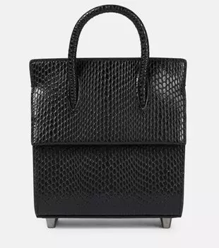 Сумка-шоппер Paloma Mini из кожи с эффектом змеиной кожи Christian Louboutin, черный