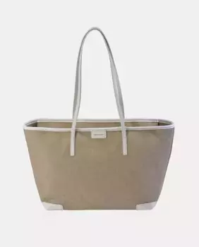 Сумка-шоппер Pierre Cardin из канвы цвета слоновой кости с двойными длинными ручками, кремовый