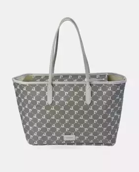 Сумка-шоппер Pierre Cardin с двойной ручкой из черной кожи и холста, зеленый