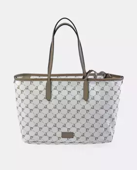 Сумка-шоппер Pierre Cardin с двойной ручкой из черной кожи и холста, цвет Crema