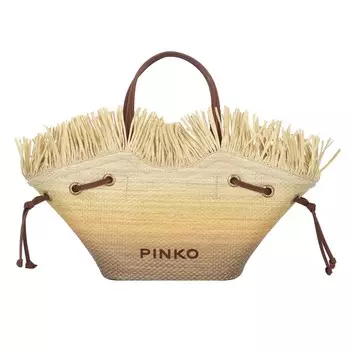 Сумка шоппер PINKO Shopper Pagoda, цвет ecru/dark beige
