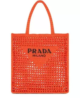 Сумка-шоппер Prada с треугольным логотипом, оранжевый