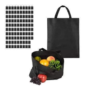 Сумка шоппер relaxdays 100x Stoffbeutel, черный