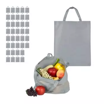 Сумка шоппер relaxdays 40x Stoffbeutel, серый