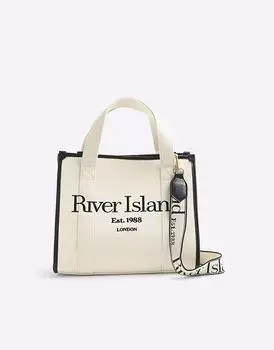 Сумка-шоппер River Island с вышивкой кремового цвета
