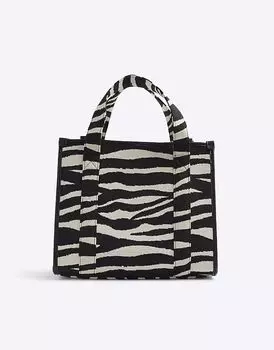 Сумка-шоппер River Island Zebra с вышивкой черного цвета