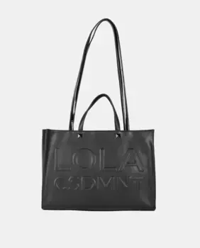 Сумка-шоппер с эффектом кожи и тисненым логотипом Lola Casademunt, черный