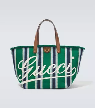 Сумка-шоппер с большой вышитой эмблемой Gucci, Gre.Wh.Lt B/Sun/Gr.H