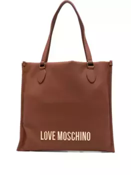 Сумка-шоппер с логотипом Love Moschino, коричневый