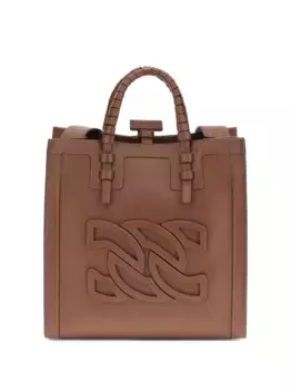 Сумка-шоппер с плетеной ручкой и вырезом Casadei, коричневый