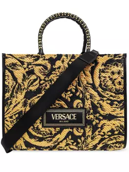 Сумка-шоппер с принтом Barocco Versace, черный