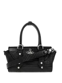 Сумка-шоппер с тиснением под крокодила Vivienne Westwood, черный