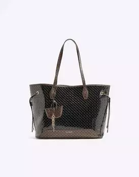 Сумка-шоппер с тисненой монограммой ri черного цвета River Island