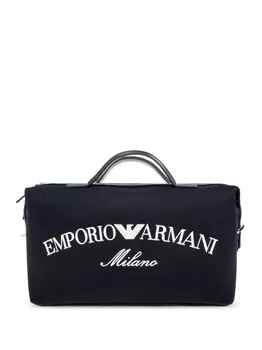 Сумка-шоппер с вышитым логотипом Emporio Armani, синий