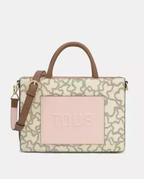 Сумка-шоппер среднего размера с застежкой-молнией и двойной ручкой Tous, бежевый