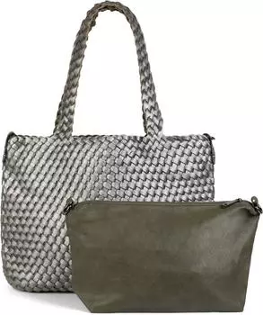 Сумка шоппер styleBREAKER Groe XXL Wendetasche geflochten, цвет Silber/Oliv