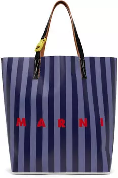 Сумка-шоппер Tribeca в синюю полоску Marni