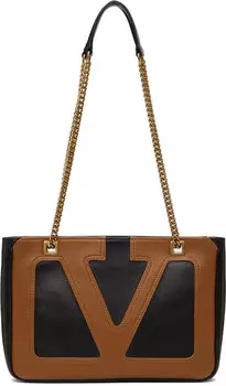 Сумка-шоппер Viva Superstar Small из кожи наппа, черно-коричневая Valentino Garavani