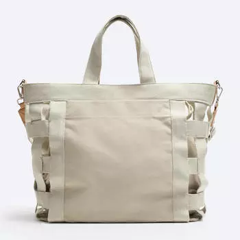 Сумка-шоппер Zara Woven Canvas, светло-бежевый
