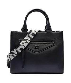 Сумка-шоппер женская Dkny кожаная с карманом на молнии, черный