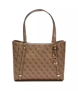 Сумка-шоппер женская Guess с монограммой логотипа, бежевый