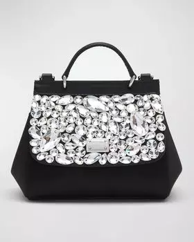 Сумка Sicily со стразами для девочки Dolce&Gabbana, цвет Black