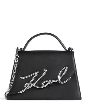 Сумка Signature Medium из мелкозернистой яловой кожи Karl Lagerfeld, черный