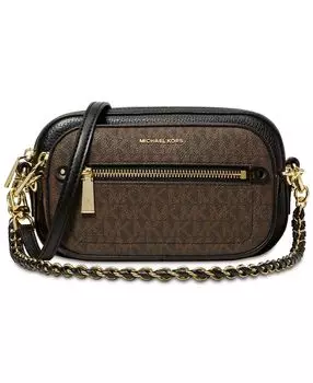 Сумка signature small jet set 5 в 1 через плечо с камерой Michael Kors, темно-коричневый