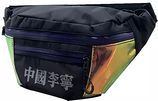 Сумка-слинг из полиэстера LiNing, поясная сумка-труба, унисекс, черно-фиолетовая