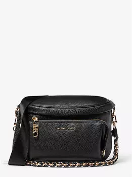 Сумка-слинг Slater из шагреневой кожи среднего размера Michael Kors, черный