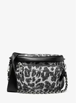 Сумка-слинг Slater Medium Leopard Logo Michael Kors, черный