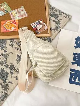 Сумка-слинг вельветовая, бежевый