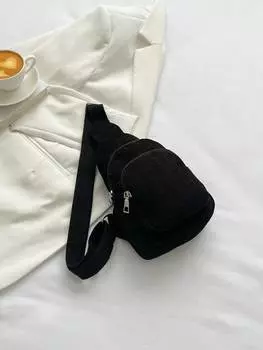 Сумка-слинг вельветовая, черный