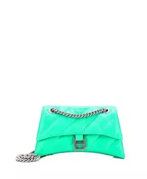 Сумка Small Crush Chain Flap с простеганной фактурой из тисненой телячьей кожи Pre-Owned Balenciaga, зеленый