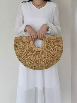 Сумка соломенная Top Ring, хаки