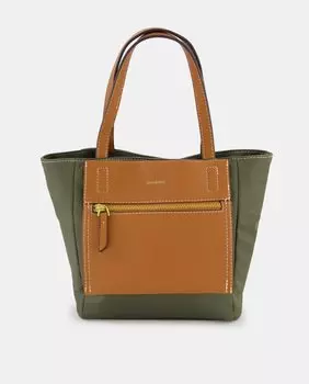 Сумка среднего размера цвета хаки и коричневого цвета со съемным ремнем через плечо Tintoretto