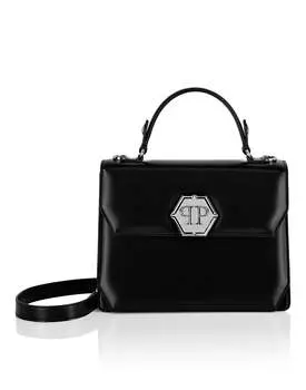 Сумка среднего размера из кожи супергероя Philipp Plein, черный